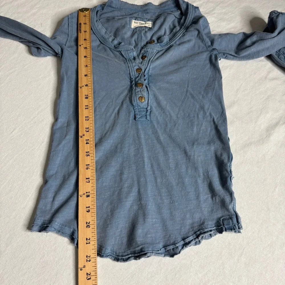 Free People We The Free Our Song Henley Long Sleeve Top Crochet Cuff Womens XS